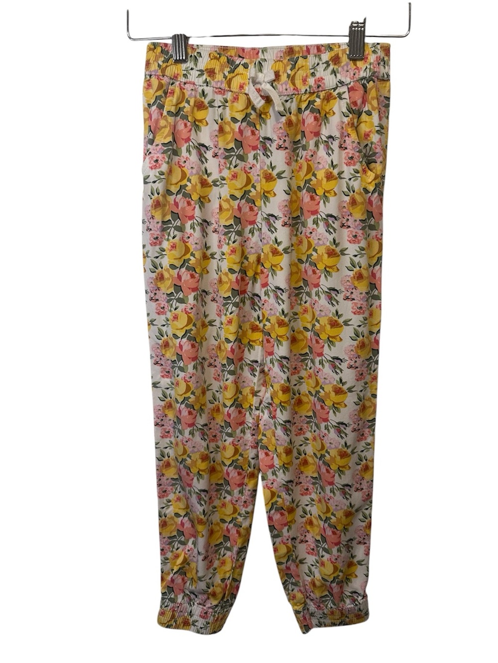 Janie and Jack Floral Drawstring Jogger Pants Yellow Pink Easter Youth Girls 8